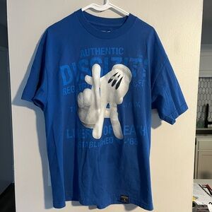 Blue Disszit LA Hands Tee With Some Staining